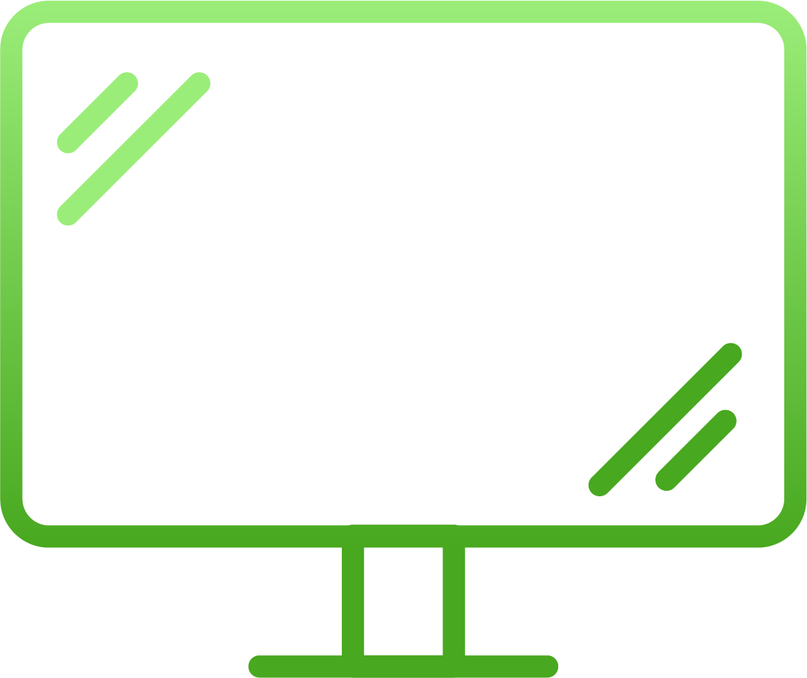 Monitor display icon representing audio-video conference and lobby systems